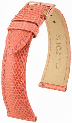 Leder-Uhrenarmband Hirsch London L 04266022-7, orange, Eidechsleder, Länge L, Quick Release