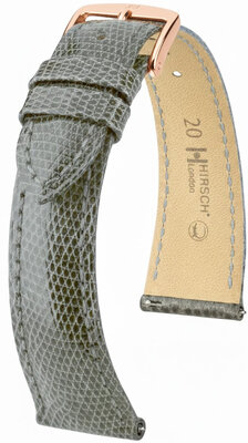 Leder-Uhrenarmband Hirsch London L 04266030-7, grau, Echsenleder, Länge L, Quick Release