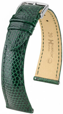 Leder-Uhrenarmband Hirsch London L 04266040-2, grün, Echsenleder, Länge L, Quick Release