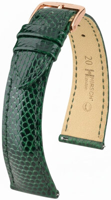 Leder-Uhrenarmband Hirsch London L 04266040-7, grün, Echsenleder, Länge L, Quick Release