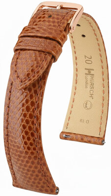 Leder-Uhrenarmband Hirsch London L 04266070-7, braun, Echsenleder, Länge L, Quick Release