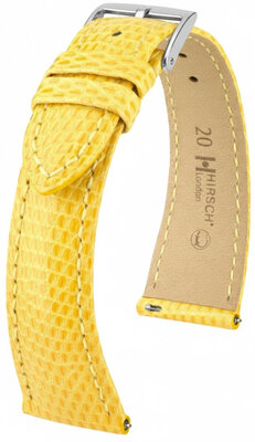 Leder-Uhrenarmband Hirsch London L 04266072-2, gelb, Echsenleder, Länge L, Quick Release