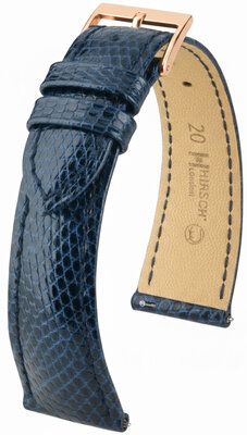 Leder-Uhrenarmband Hirsch London L 04266080-7, blau, Eidechsenleder, Länge L, Quick Release