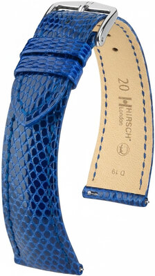 Leder-Uhrenarmband Hirsch London L 04266085-2, blau, Eidechsenleder, Länge L, Quick Release