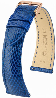 Leder-Uhrenarmband Hirsch London L 04266085-7, blau, Eidechsenleder, Länge L, Quick Release