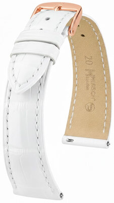 Leder-Uhrenarmband Hirsch London L 04307000-7, weiß, Alligatorleder, Länge L, Quick Release