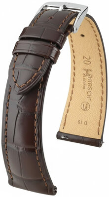 Leder-Uhrenarmband Hirsch London L 04307017-2, braun, Alligatorleder, Länge L, Quick Release