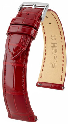 Leder-Uhrenarmband Hirsch London L 04307020-2, rot, Aligatorleder, Länge L, Quick Release