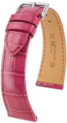 Leder-Uhrenarmband Hirsch London L 04307024-2, rosa, Alligatorleder, Länge L, Quick Release