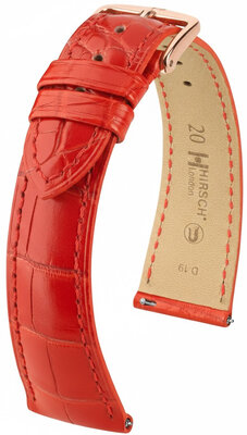 Uhrenarmband Hirsch London L 04307029-7, rot, Alligatorleder, Länge L, Quick Release