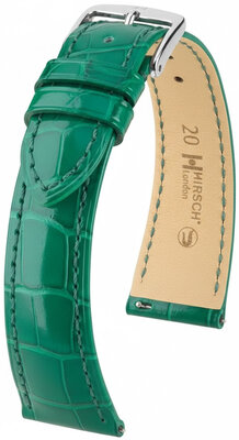 Leder-Uhrenarmband Hirsch London L 04307040-2, grün, Alligatorleder, Länge L, Quick Release