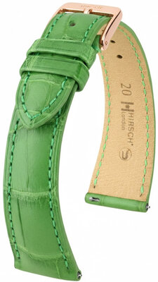 Leder-Uhrenarmband Hirsch London L 04307042-7, grün, Alligatorleder, Länge L, Quick Release