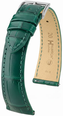 Leder-Uhrenarmband Hirsch London L 04307049-2, grün, Alligatorleder, Länge L, Quick Release