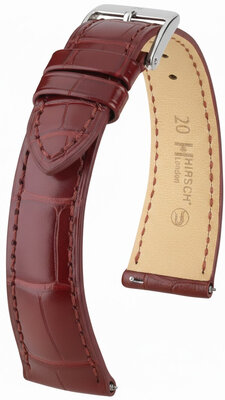 Leder-Uhrenarmband Hirsch London L 04307069-2, rot, Alligatorleder, Länge L, Quick Release
