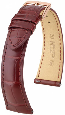 Leder-Uhrenarmband Hirsch London L 04307069-7, rot, Alligatorleder, Länge L, Quick Release