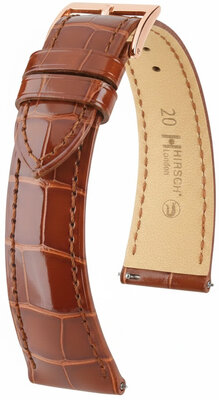Leder-Uhrenarmband Hirsch London L 04307070-7, braun, Alligatorleder, Länge L, Quick Release