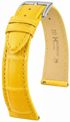 Leder-Uhrenarmband Hirsch London L 04307072-2, gelb, Alligatorleder, Länge L, Quick Release