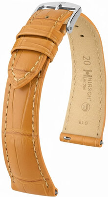 Leder-Uhrenarmband Hirsch London L 04307075-2, braun, Alligatorleder, Länge L, Quick Release