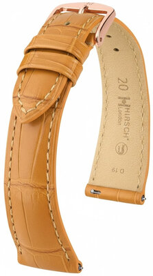 Leder-Uhrenarmband Hirsch London L 04307075-7, braun, Alligatorleder, Länge L, Quick Release