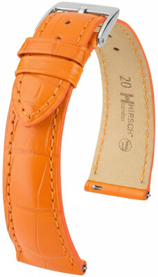 Leder-Uhrenarmband Hirsch London L 04307076-2, orange, Alligatorleder, Länge L, Quick Release