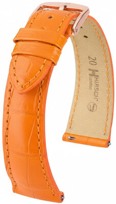 Leder-Uhrenarmband Hirsch London L 04307076-7, orange, Alligatorleder, Länge L, Quick Release