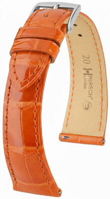Leder-Uhrenarmband Hirsch London L 04307077-2, orange, Alligatorleder, Länge L, Quick Release