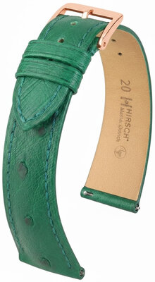 Lederband Hirsch Massai Ostrich 04262140-7, Grün, Straußenhaut, Quick Release