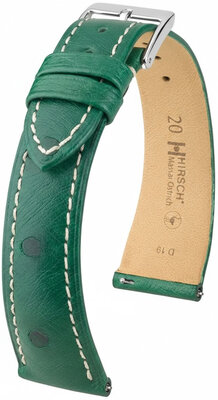 Lederband Hirsch Massai Ostrich 04262141-2, Grün, Straußenhaut, Quick Release