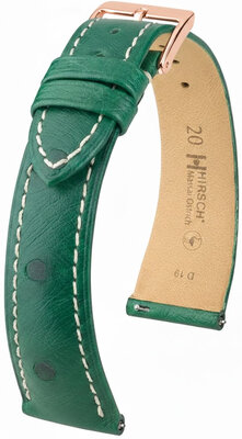 Lederband Hirsch Massai Ostrich 04262141-7, Grün, Straußenhaut, Quick Release