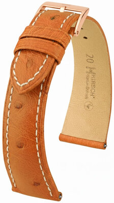 Lederband Hirsch Massai Ostrich 04262171-7, Braun, Straußenhaut, Quick Release