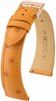 Lederband Hirsch Massai Ostrich 04262175-7, Braun, Straußenhaut, Quick Release