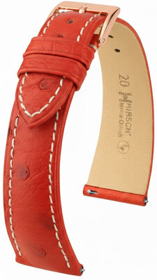 Uhrenarmband Hirsch Massai Ostrich L 04262021-7, rot, Straußenleder, Länge L, Quick Release