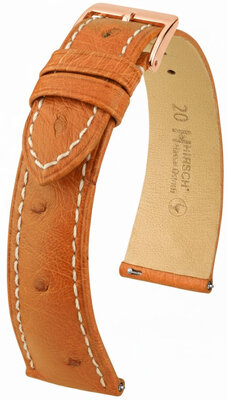 Leder-Uhrenarmband Hirsch Massai Ostrich L 04262071-7, braun, Straußenleder, Länge L, Quick Release