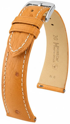 Leder-Uhrenarmband Hirsch Massai Ostrich L 04262074-2, braun, Straußenleder, Länge L, Quick Release