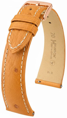 Leder-Uhrenarmband Hirsch Massai Ostrich L 04262074-7, braun, Straußenleder, Länge L, Quick Release