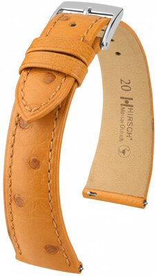 Leder-Uhrenarmband Hirsch Massai Ostrich L 04262075-2, braun, Straußenleder, Länge L, Quick Release