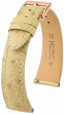 Leder-Uhrenarmband Hirsch Massai Ostrich L 04262090-7, beige, Straußenleder, Länge L, Quick Release