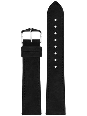 Leder-Uhrenarmband Hirsch Osiris Nubuk 03433150-2, schwarz, Kalbsleder, Länge M, Quick Release