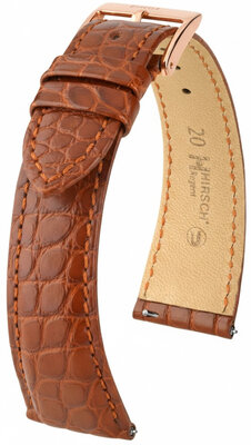 Leder-Uhrenarmband Hirsch Regent 04107179-7, braun, Alligatorleder, Quick Release