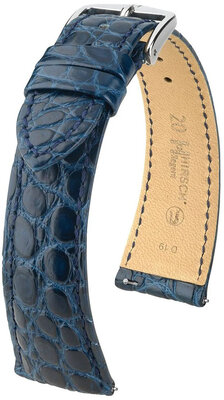 Lederband Hirsch Regent 04107189-2, Blau, Alligatorenhaut, Quick Release