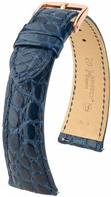 Lederband Hirsch Regent 04107189-7, Blau, Alligatorenhaut, Quick Release