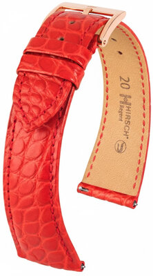 Leder-Uhrenarmband Hirsch Regent L 04107029-7, rot, Alligatorleder, Länge L, Quick Release