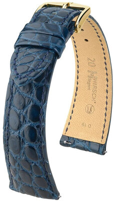 Leder-Uhrenarmband Hirsch Regent L 04107089-1, blau, Alligatorleder, Länge L, Quick Release