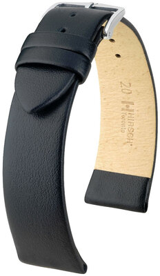 Leder-Uhrenarmband Hirsch Toronto L 03702050NQ-2, schwarz, Kalbsleder, Länge L
