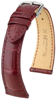 Uhrenarmband Hirsch London L 04207069-2, rot, Alligatorleder, Länge L, Quick Release