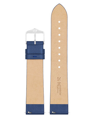 Leder-Uhrenarmband Hirsch Cashmere M 03902180-2, blau, Kalbsleder, Länge M, Quick Release
