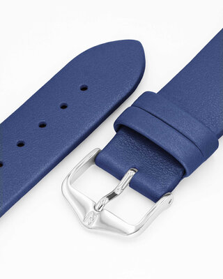 Leder-Uhrenarmband Hirsch Cashmere M 03902180-2, blau, Kalbsleder, Länge M, Quick Release