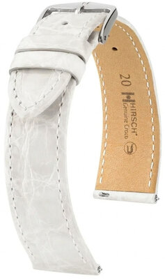 Lederband Hirsch Genuine Croco 01808100-2, Weiß, Krokodilhaut, Quick Release