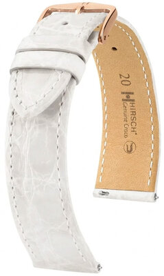 Lederband Hirsch Genuine Croco 01808100-7, Weiß, Krokodilhaut, Quick Release