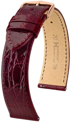 Leder-Uhrenarmband Hirsch Genuine Croco L 01808060-7, rot, Krokodilleder, Länge L, Quick Release